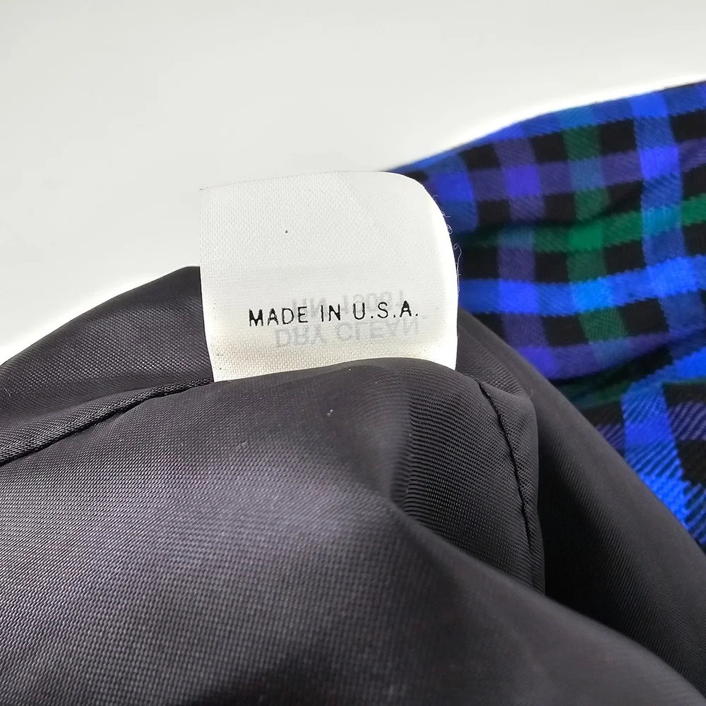 Tanner Skirt Suit 12 Blue Green Purple Plaid Vintage Blazer Skirt Made in USA